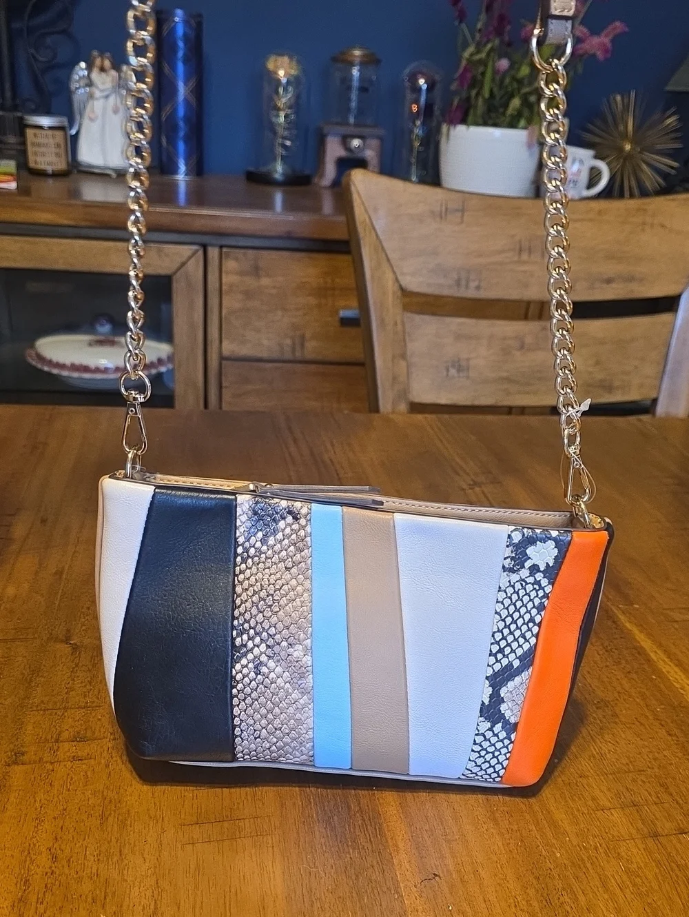 MichaelAA NWT Colorblock Snake-Print Crossbody Bag in Multicolor